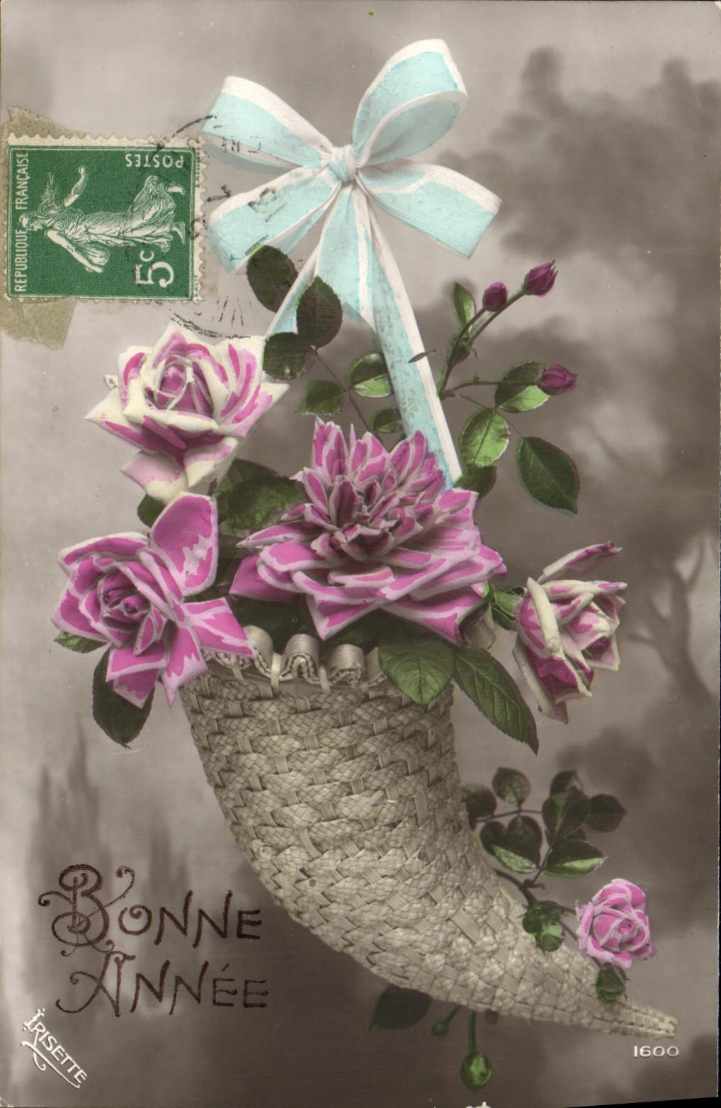 CPA Fantaisie Fleurs Corne d'abondance