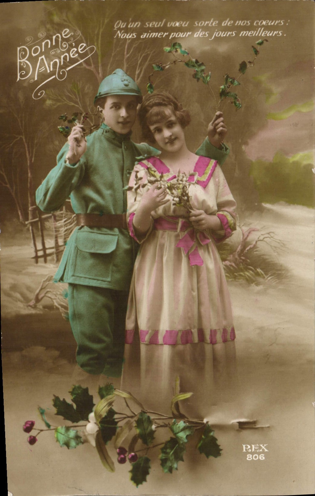 VINTAGE POSTCARD Fantasy Woman Hairy Soldier