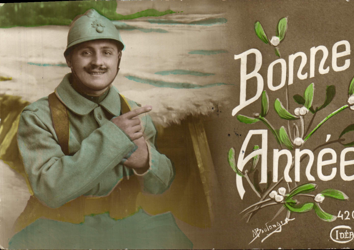 CPA Fantaisie Soldat Poilu Bonne Annee Militaria