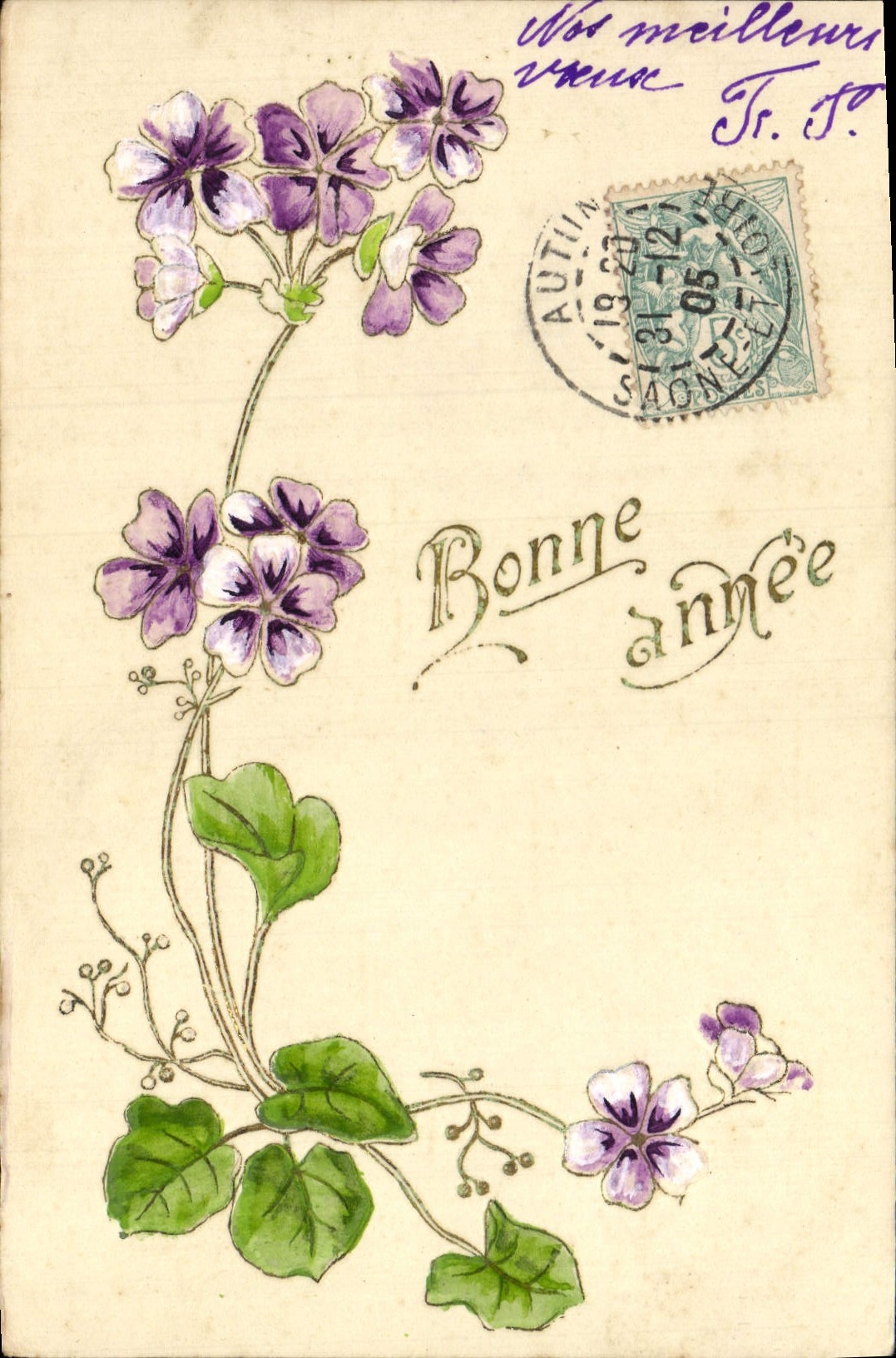 CPA Fantaisie Fleurs Bonne Annee