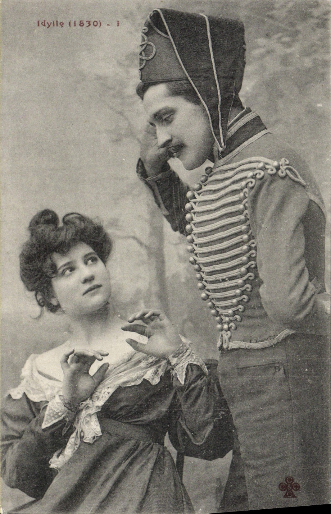 VINTAGE POSTCARD Fantasy Woman Idylle Soldier Militaria 1830