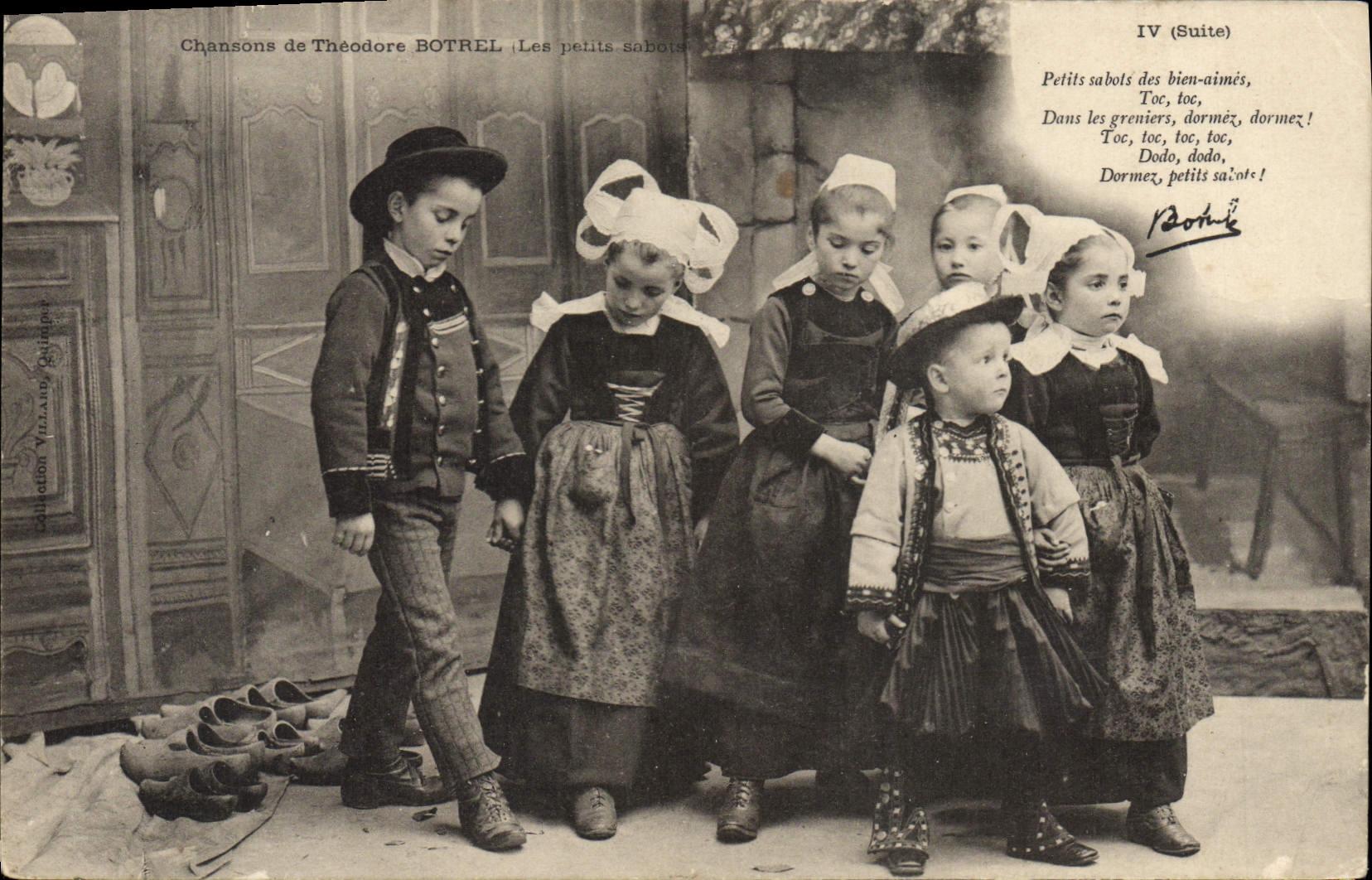 VINTAGE POSTCARD Petits saboti of the good like Toc Children Brittany FolkloreBotrel