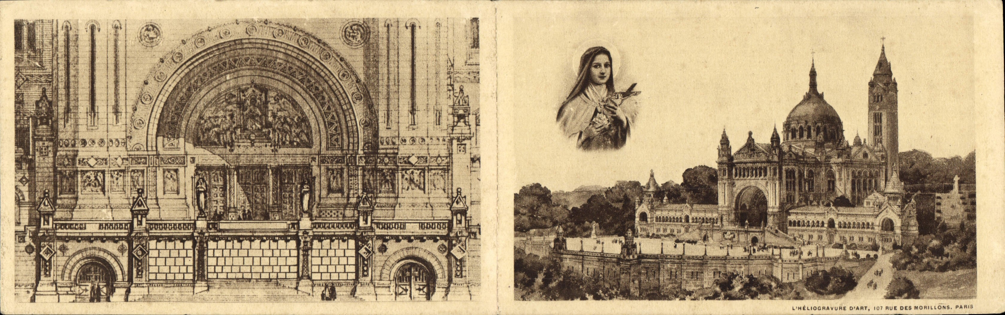 Postale partida doble para la basílica Sainte de Teresa del niño Jesús tiene Lisieux