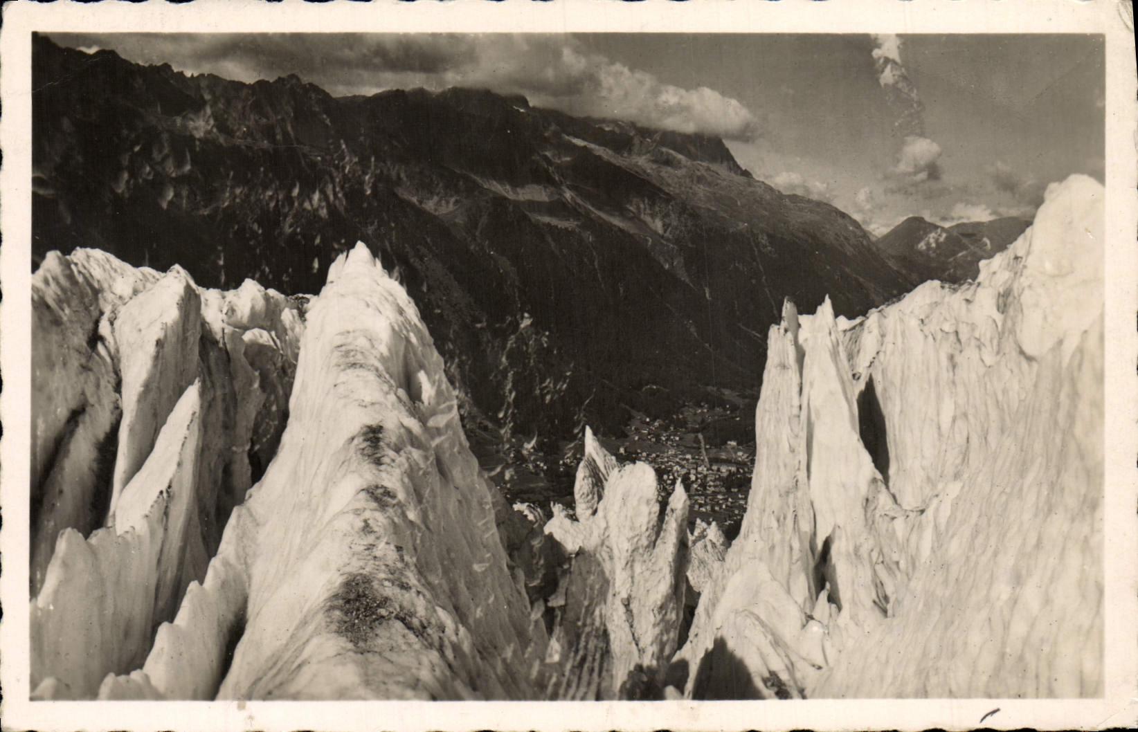 POSTAL MODERNA Chamonix visto del glaciar de las pirámides del nos dejó trabajar