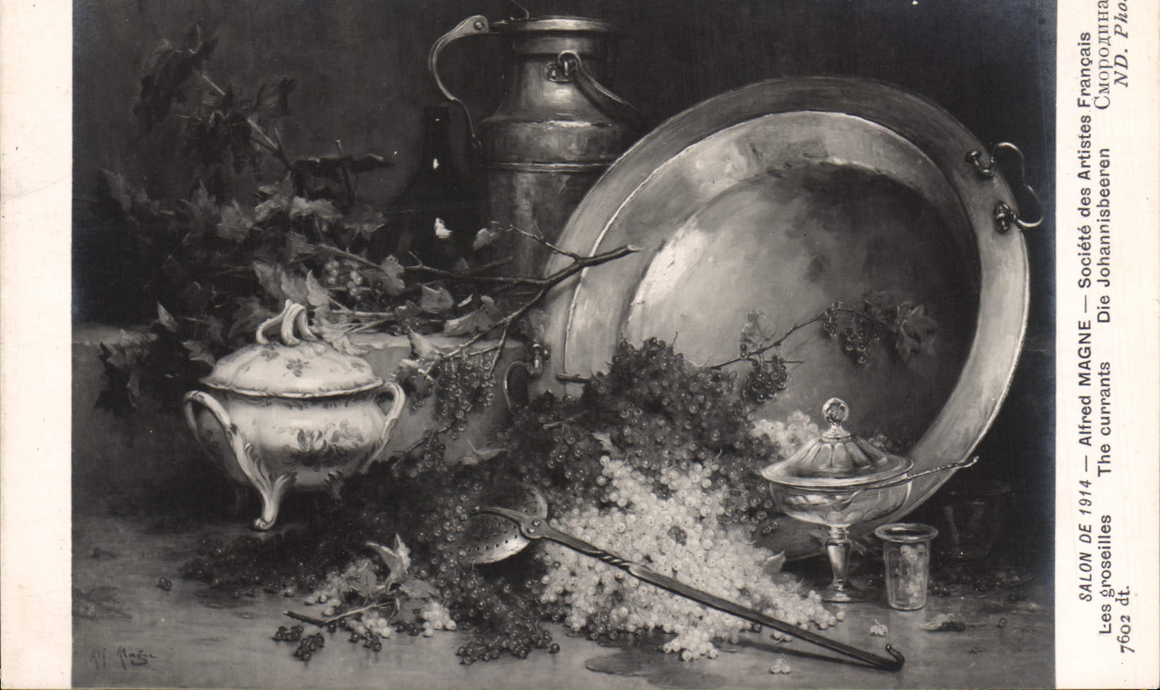 VINTAGE POSTCARD Alfred Magne Living room 1914 currants