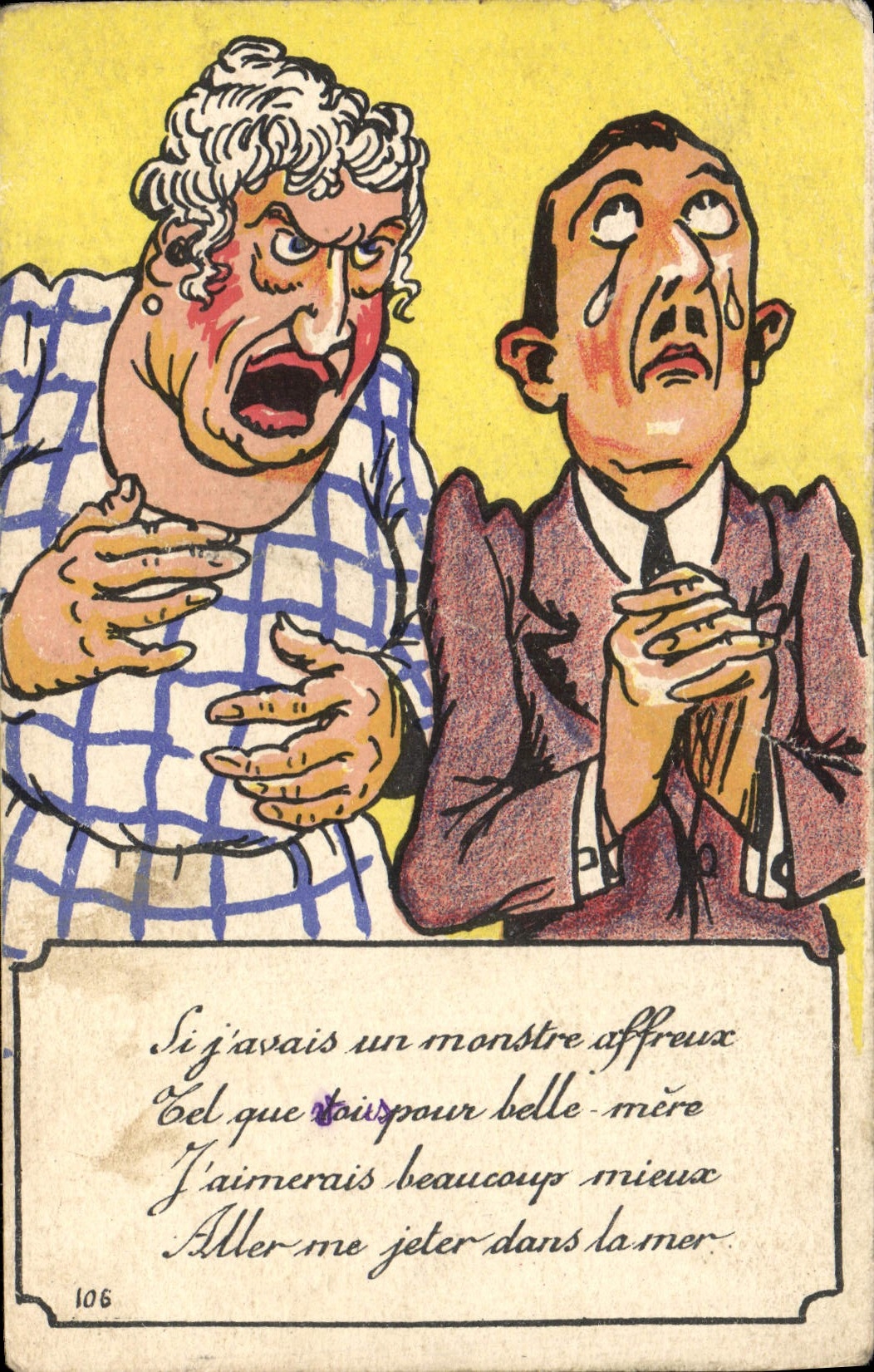 CPA Humour Belle mere