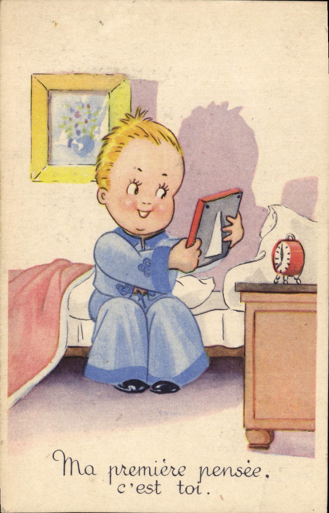 VINTAGE POSTCARD My first thought it is you Enfant
