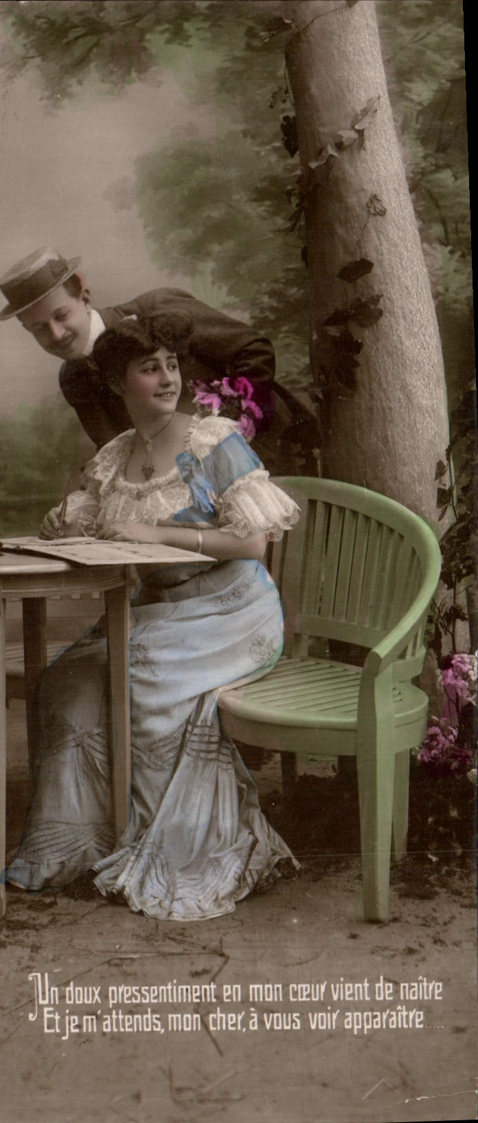 VINTAGE POSTCARD Fantasy Woman a soft presentiment