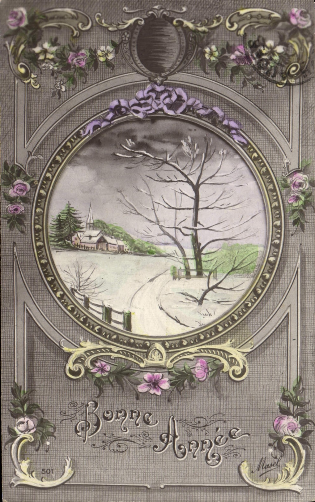 CPA Fantaisie Fleurs Bonne Annee