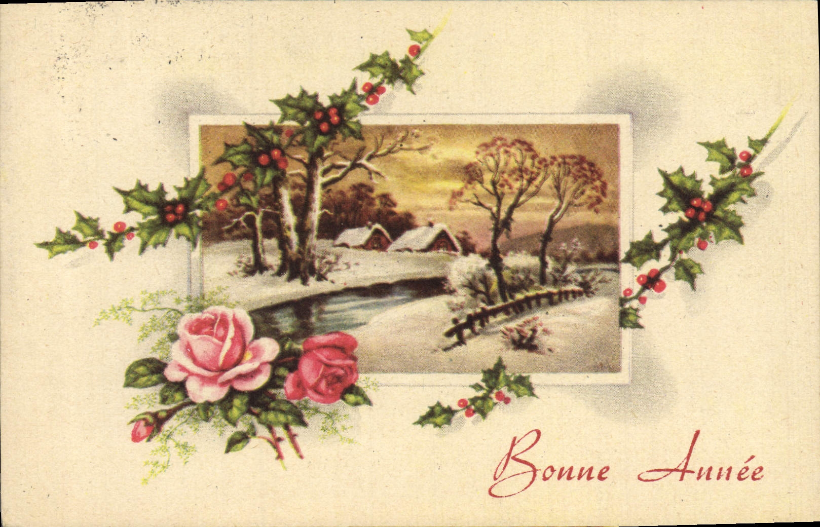 CPA Fantaisie Fleurs Bonne Annee