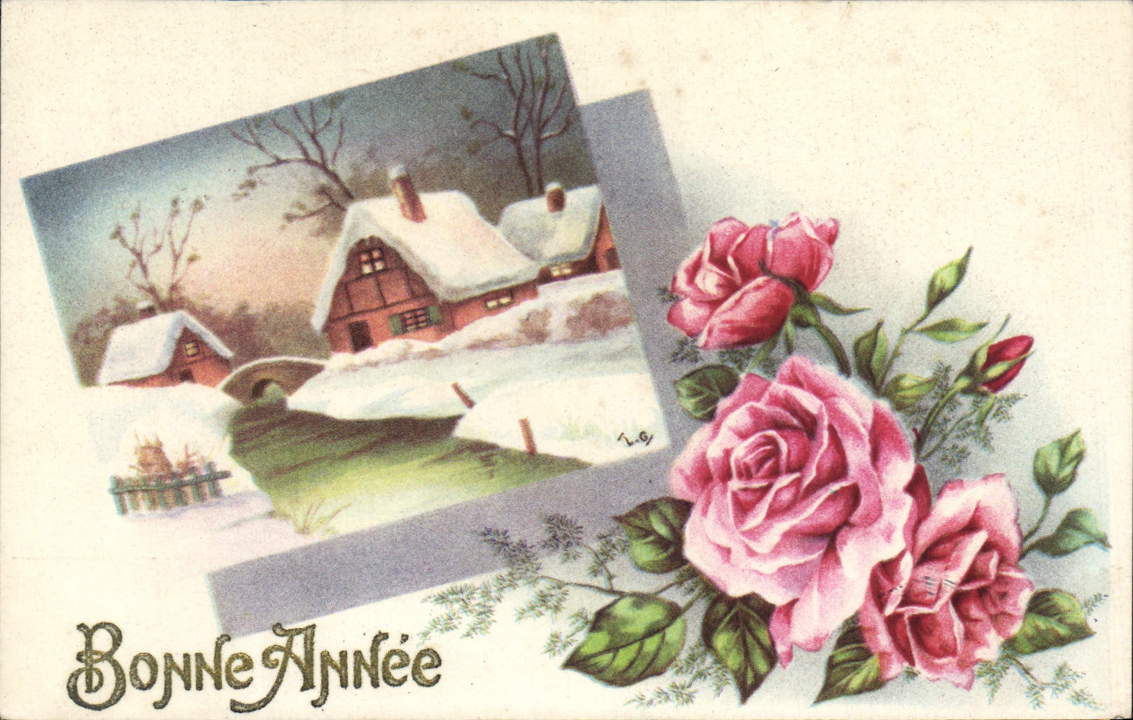 CPA Fantaisie Fleurs Bonne Annee