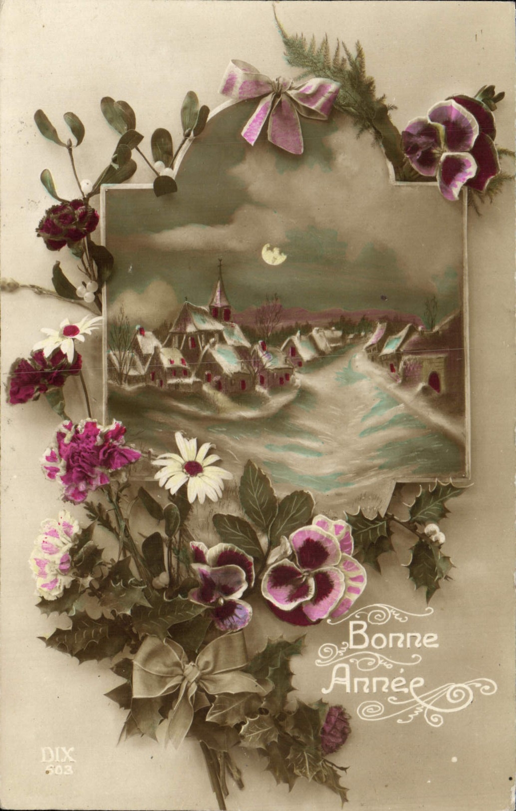 CPA Fantaisie Fleurs Bonne Annee