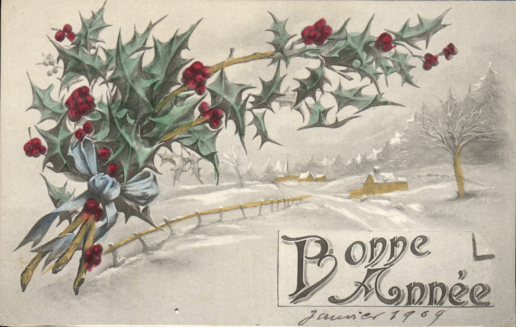 CPA Fantaisie Fleurs Bonne Annee