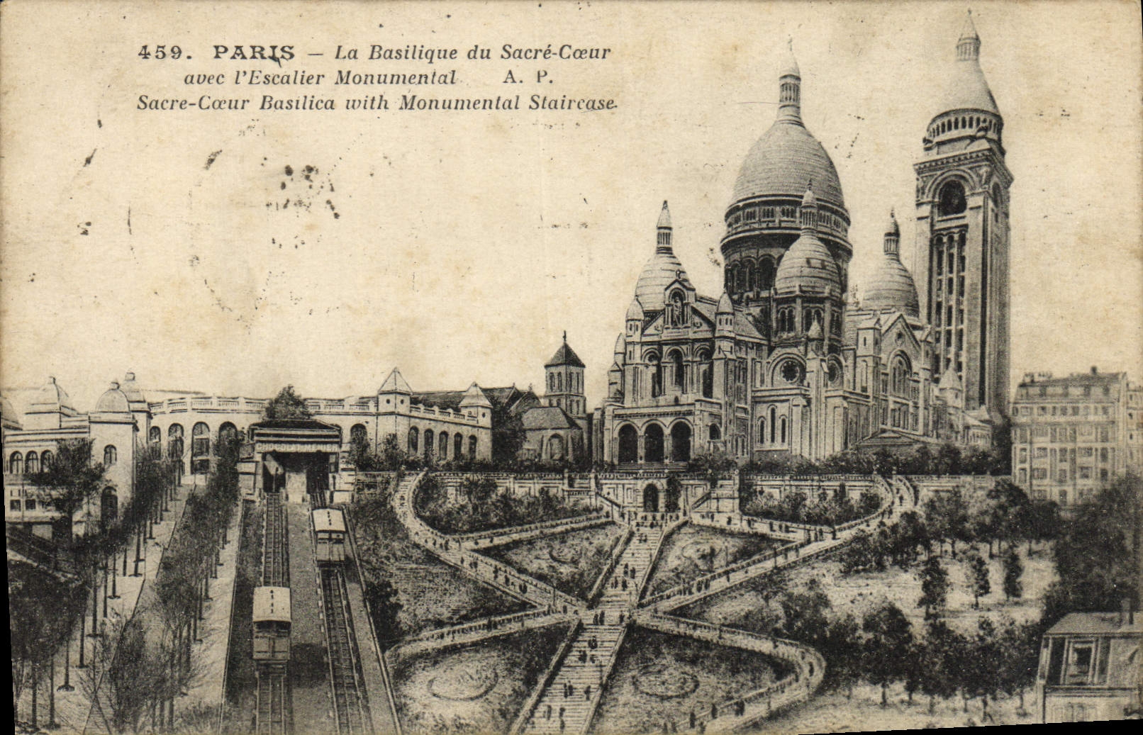 CPA Paris La Basilique du Sacre Coeur avec l'escalier monumental 