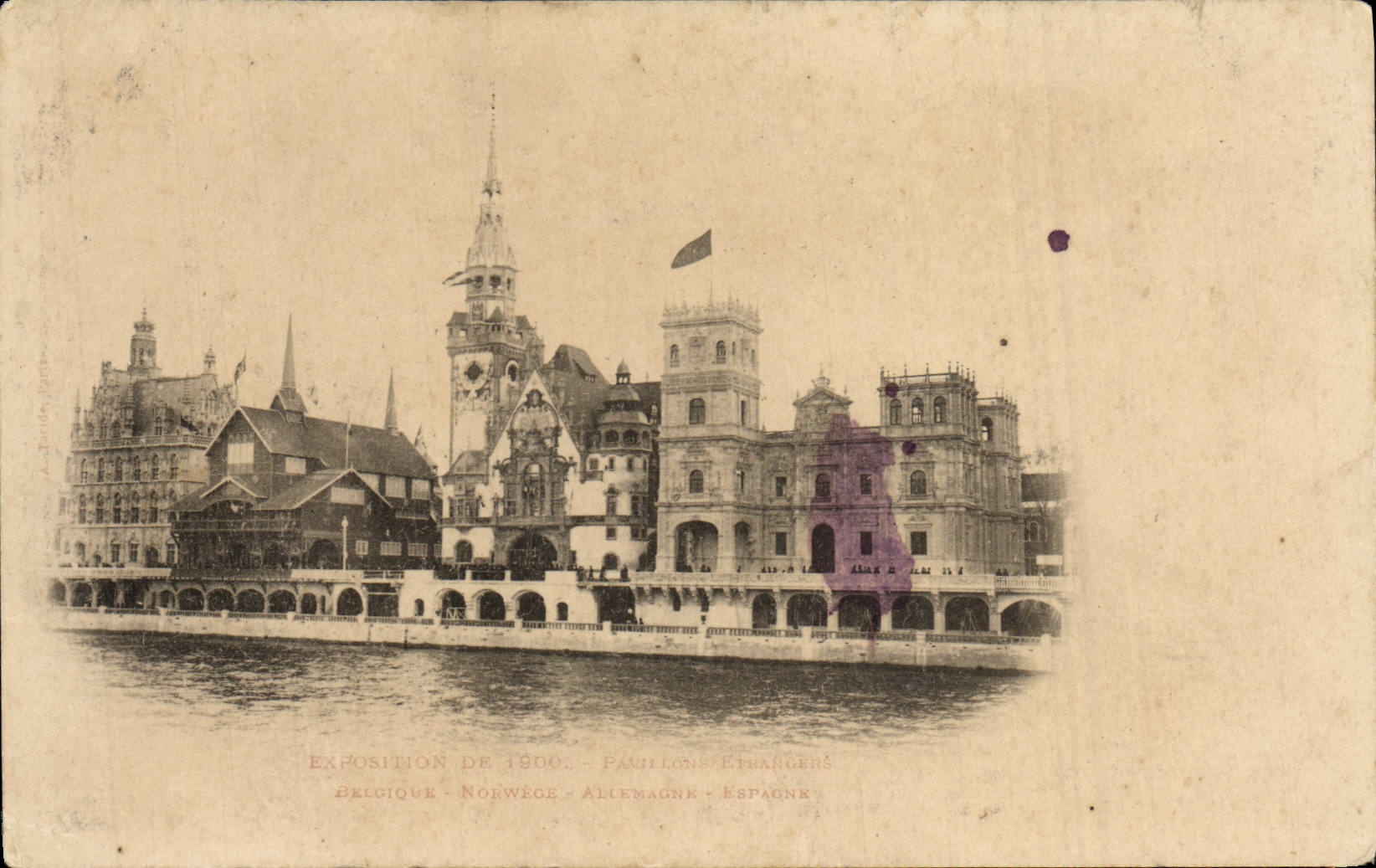 VINTAGE POSTCARD Paris Fair of 1900 House Belgium Norway Germany Spain