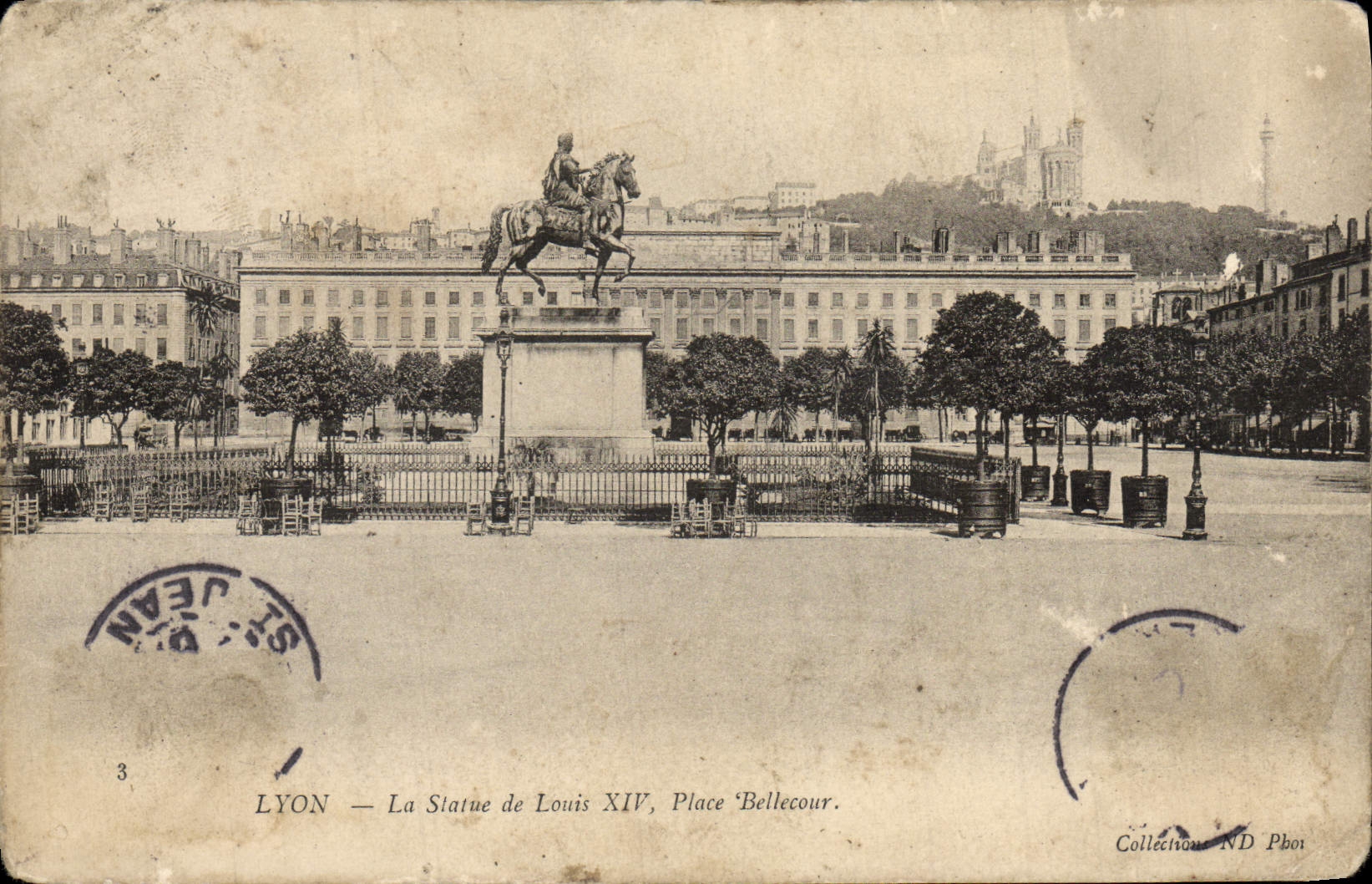 POSTAL Lyon de la VENDIMIA estatua de los lugares Bellecour de Louis XIV