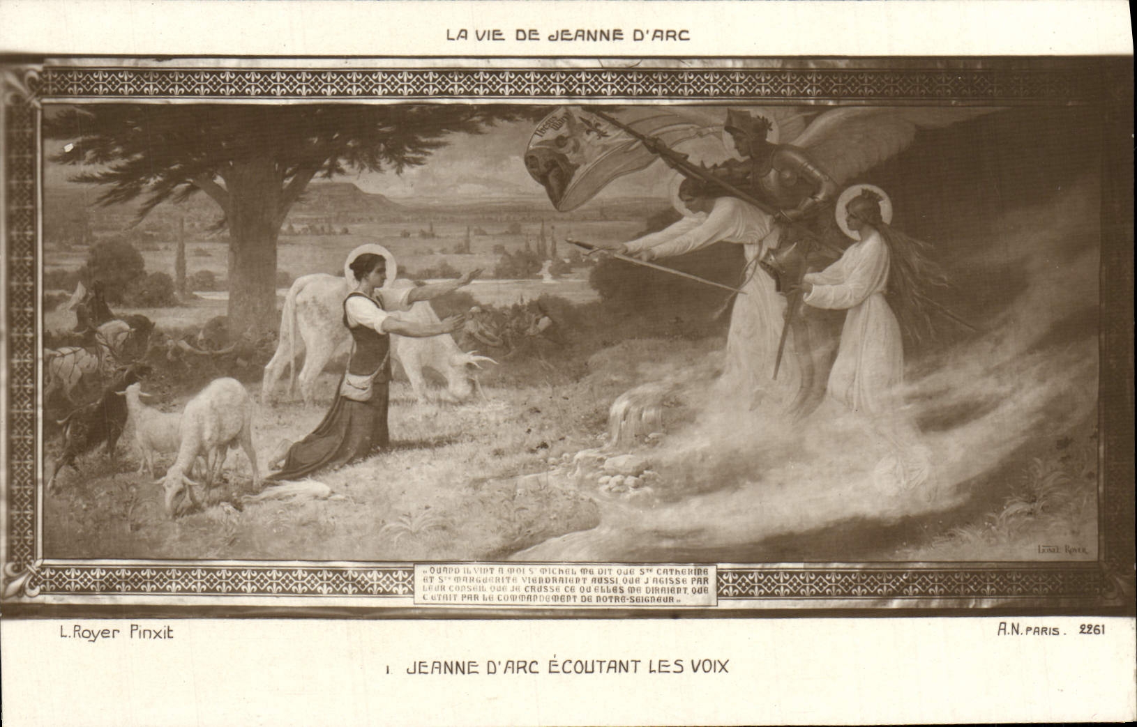 CPA Jeanne d'Arc Ecoutant Les Voix La vie de Jeanne d'arc Chevre Agneau Mouton Vache
