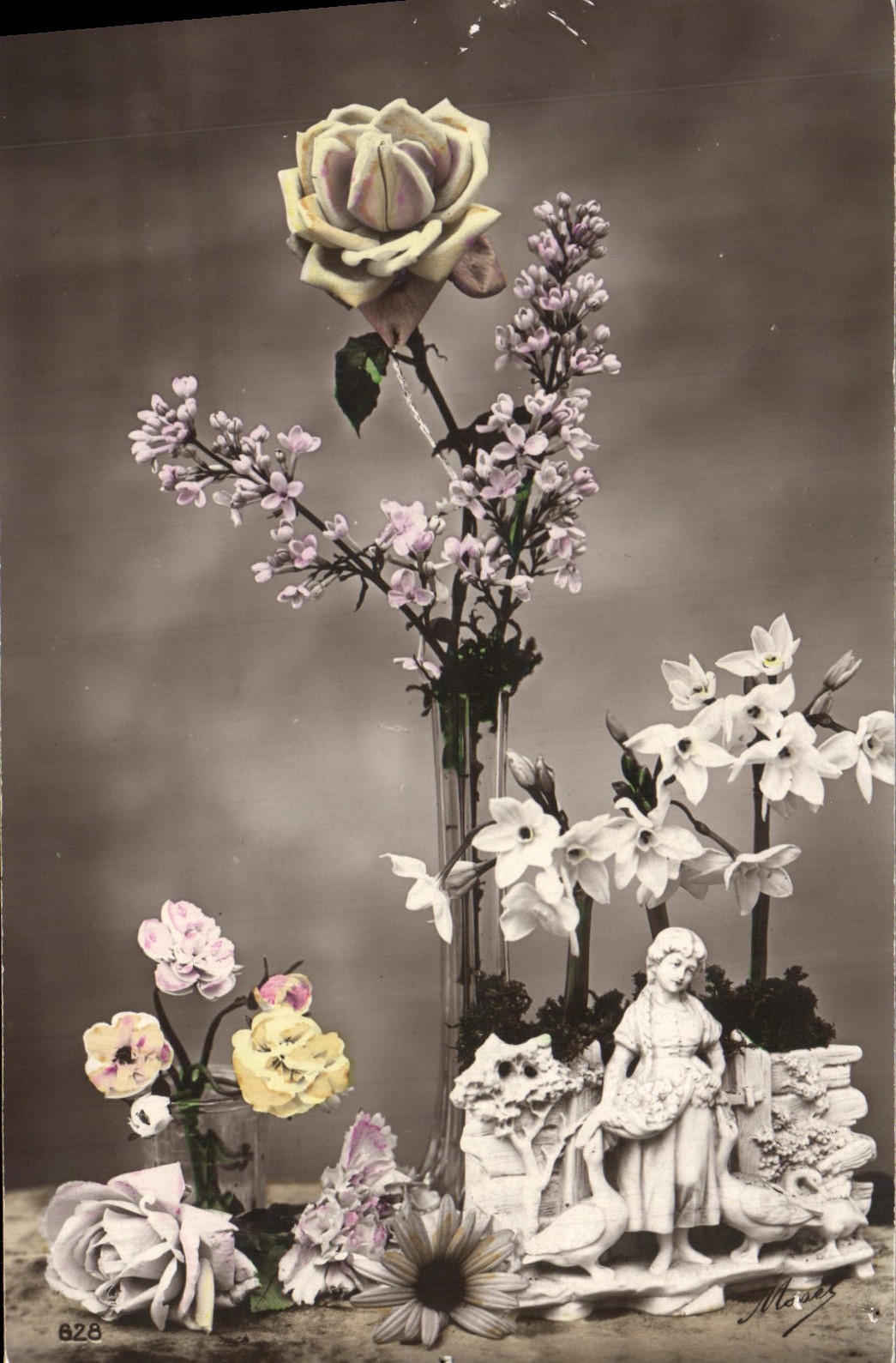 CPA Fantaisie Fleurs Santon 