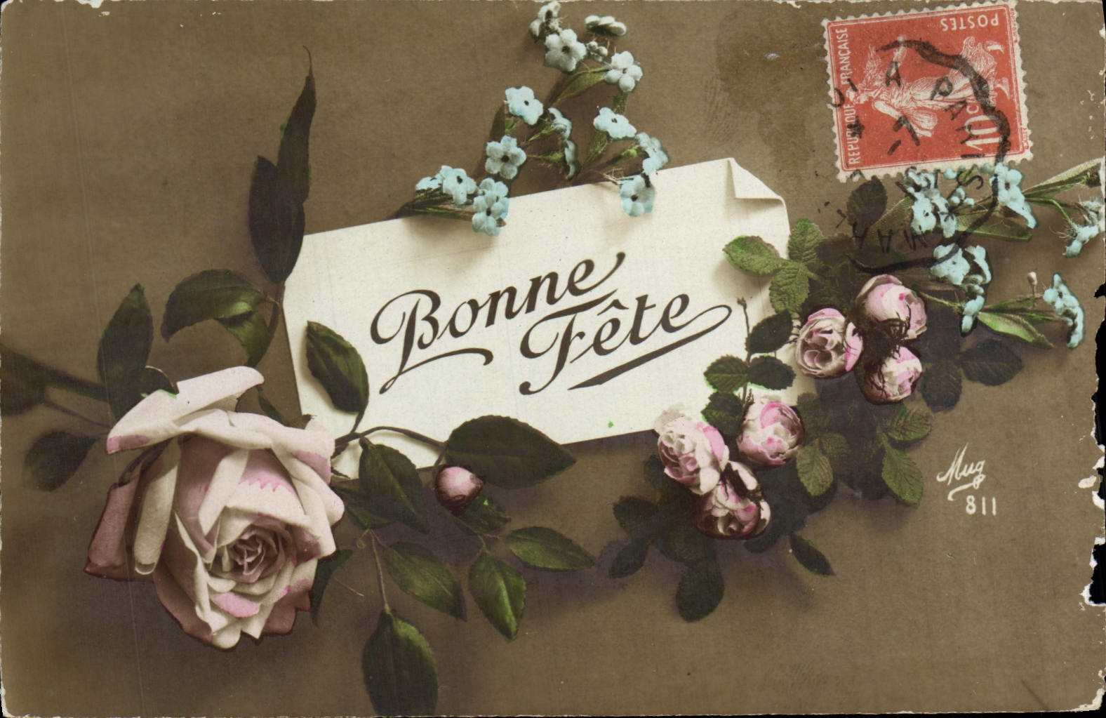 CPA Bonne Annee Fleurs