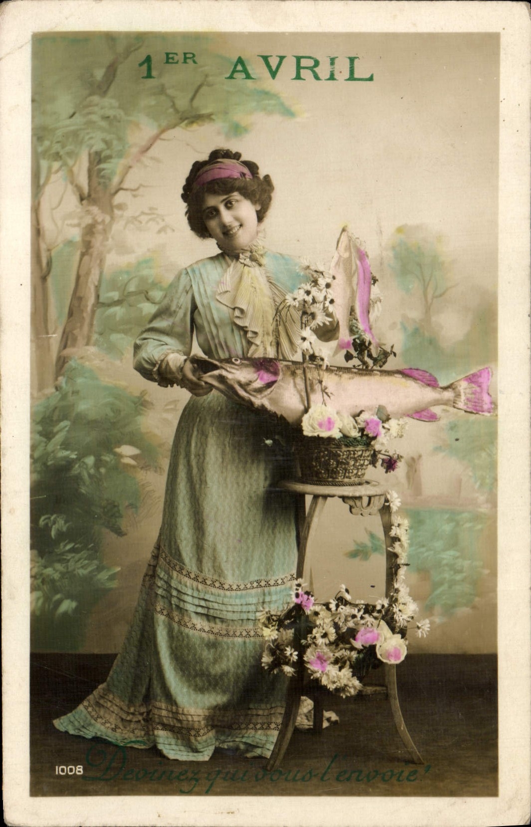 VINTAGE POSTCARD Fantasy April 1st Woman