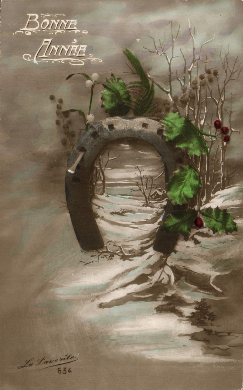 CPA Fantaisie Bonne annee Fer a cheval