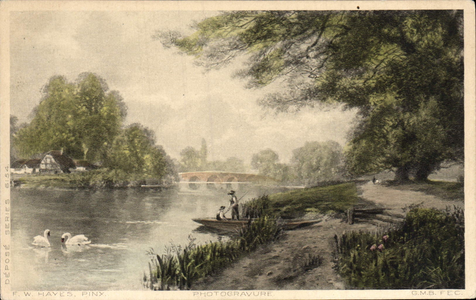 VINTAGE POSTCARD Fantaisie Swan Cut