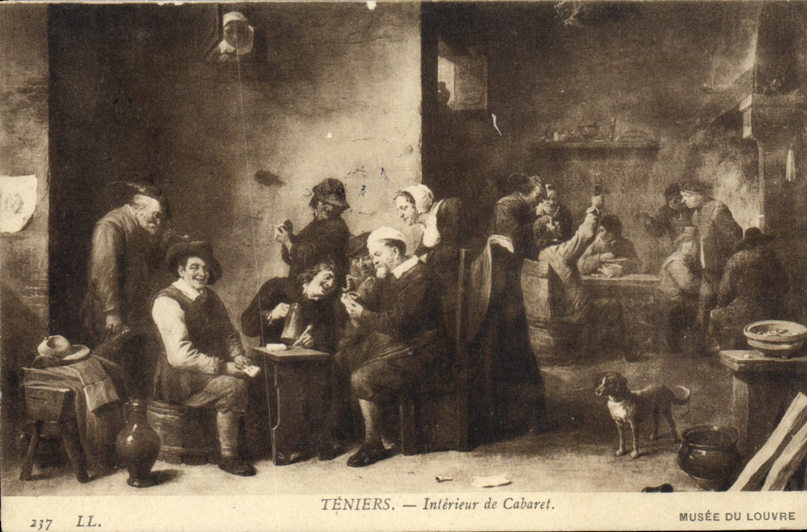 VINTAGE POSTCARD Interior Teniers of Cabaret Museum of Louvre