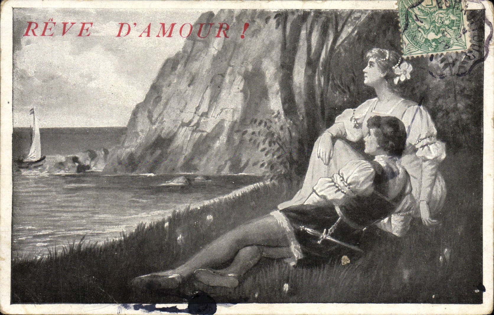 VINTAGE POSTCARD Fantaisie Woman Dreams of love