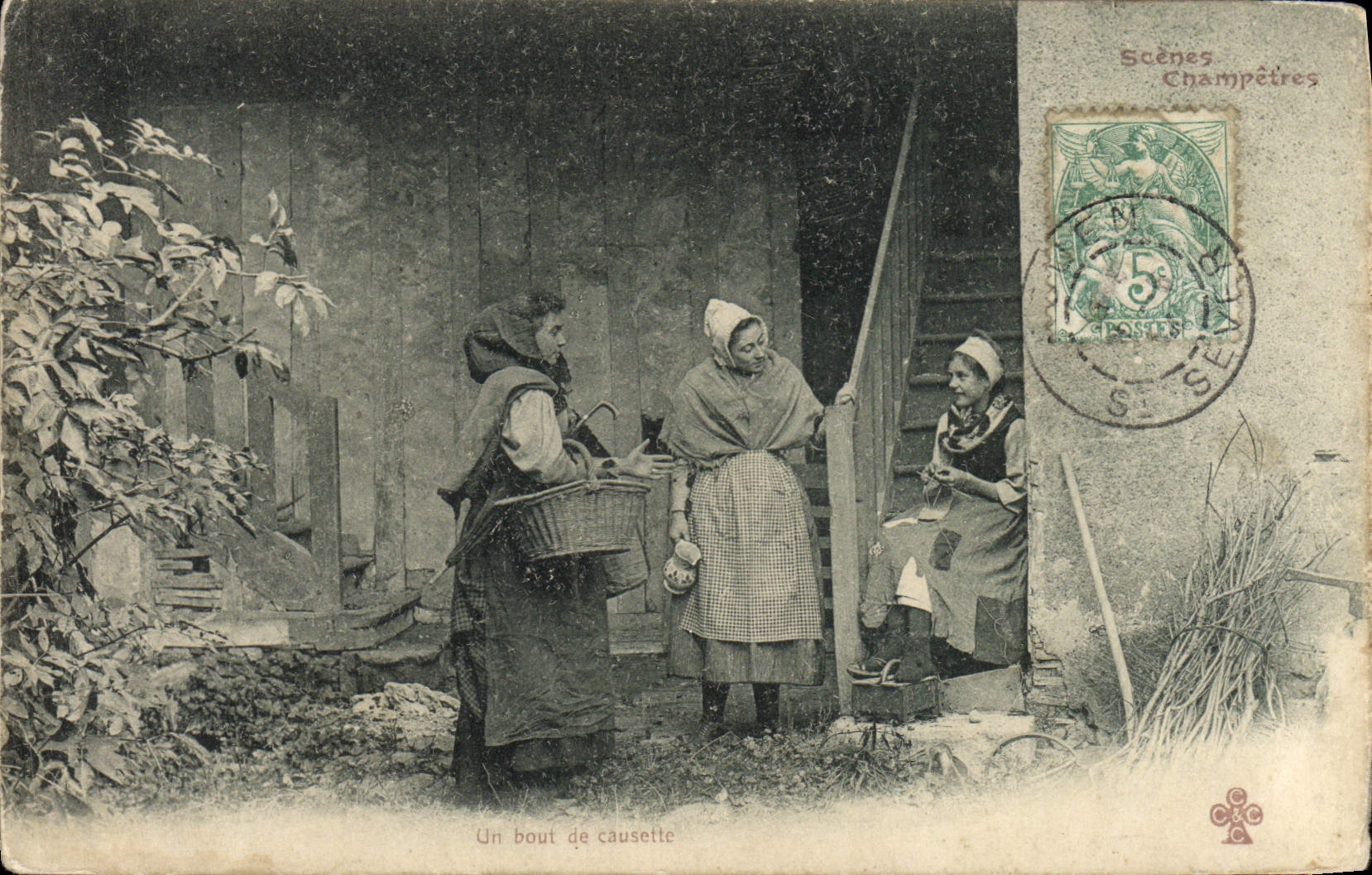 CPA Scenes champetres Un bout de causette Folklore