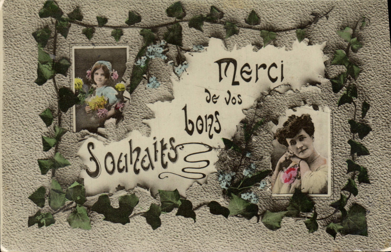 CPA Meilleurs Souhaits Femme Enfant