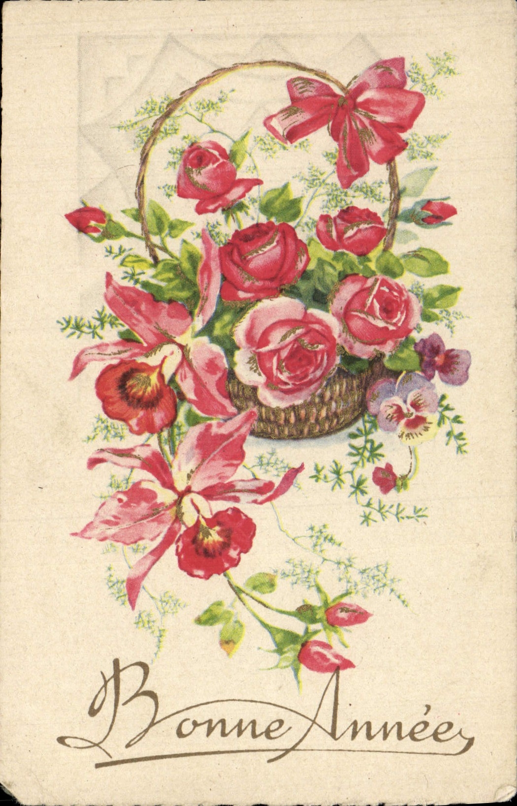 CPA Bonne Annee Fleurs