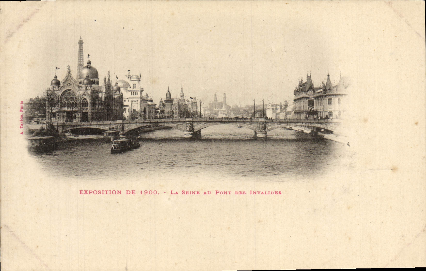 VINTAGE POSTCARD Fair of 1900 Paris the Seine With the Bridge Of the Invalids