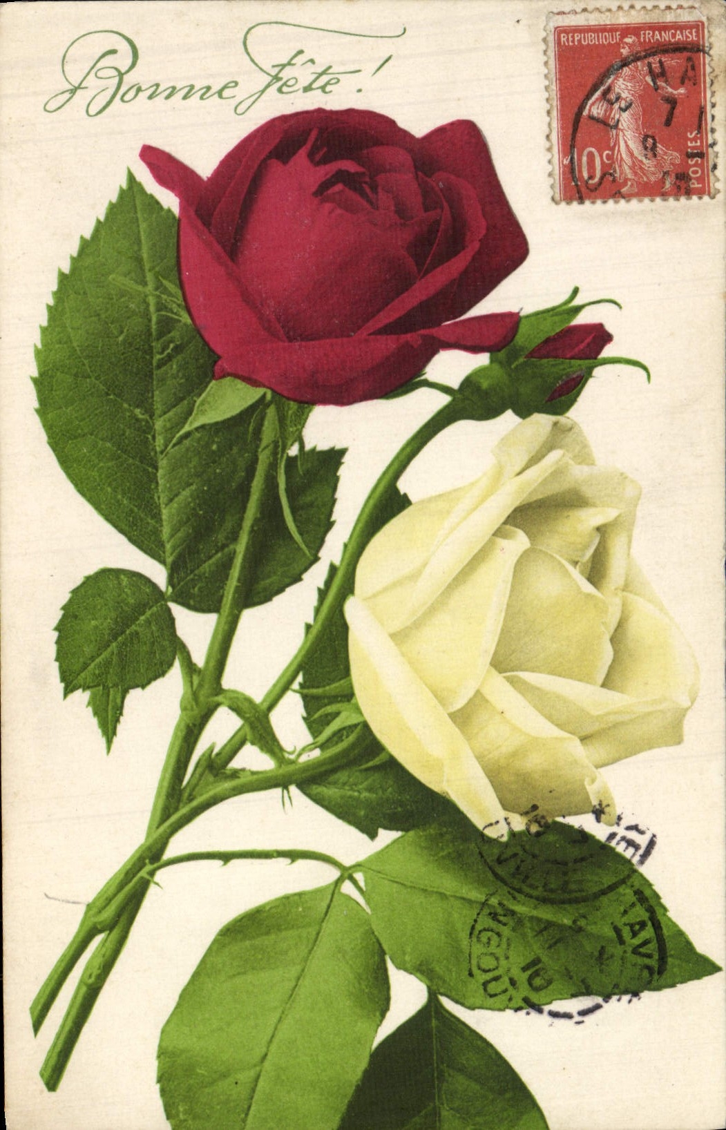 VINTAGE POSTCARD Good Festival Pink Flowers