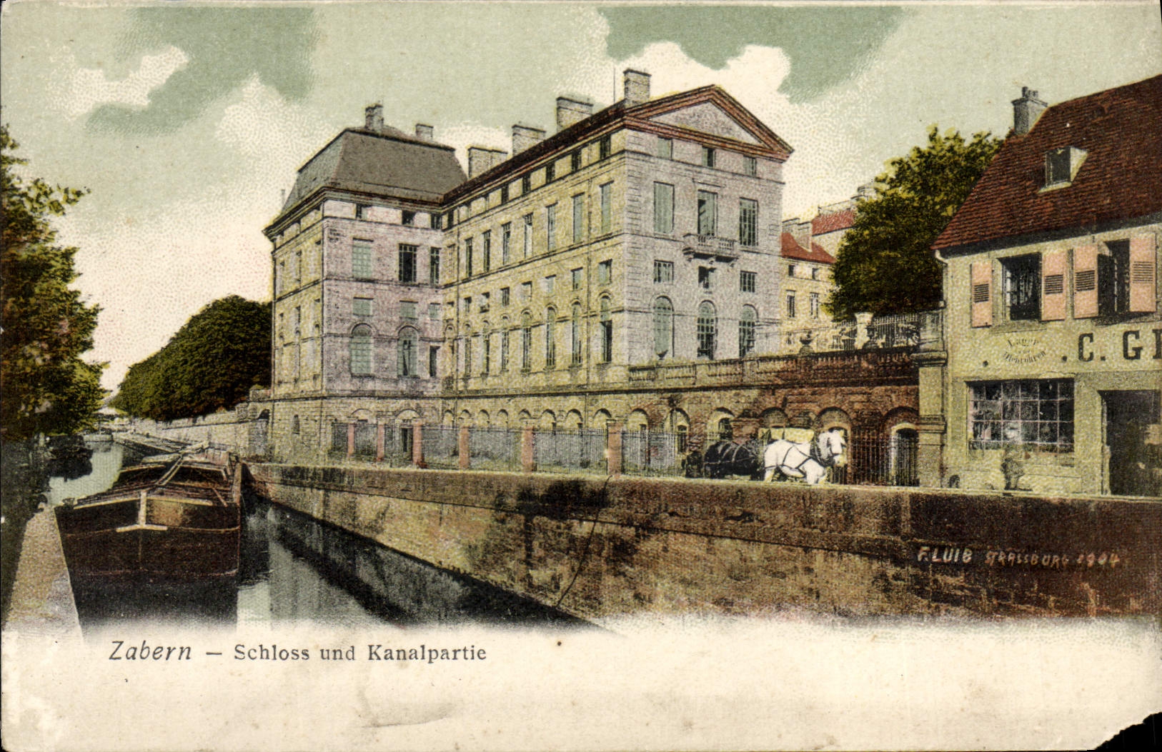 CPA Zabern Schloss und Kanalpartie
