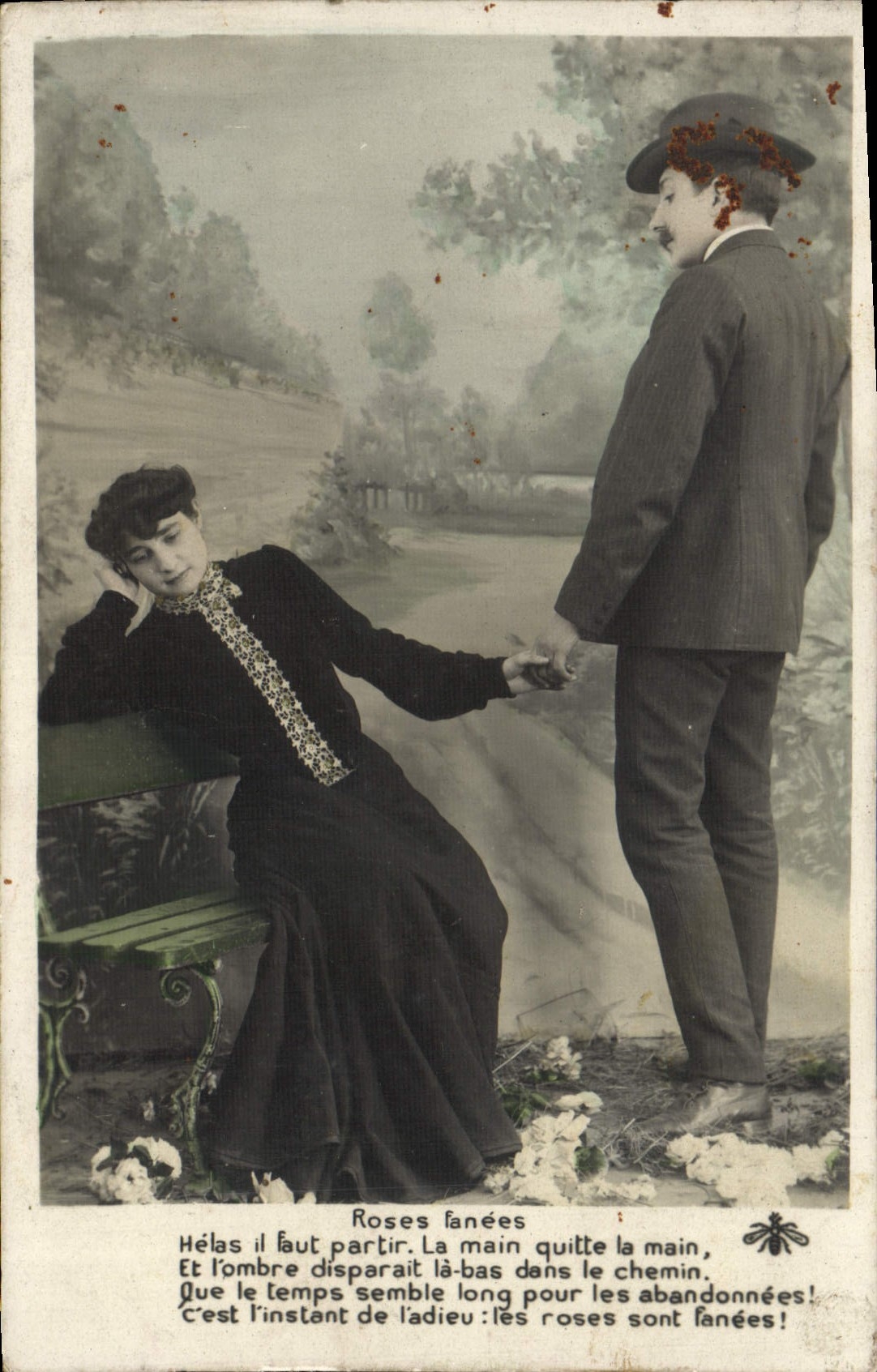 VINTAGE POSTCARD Pink Fanees Woman