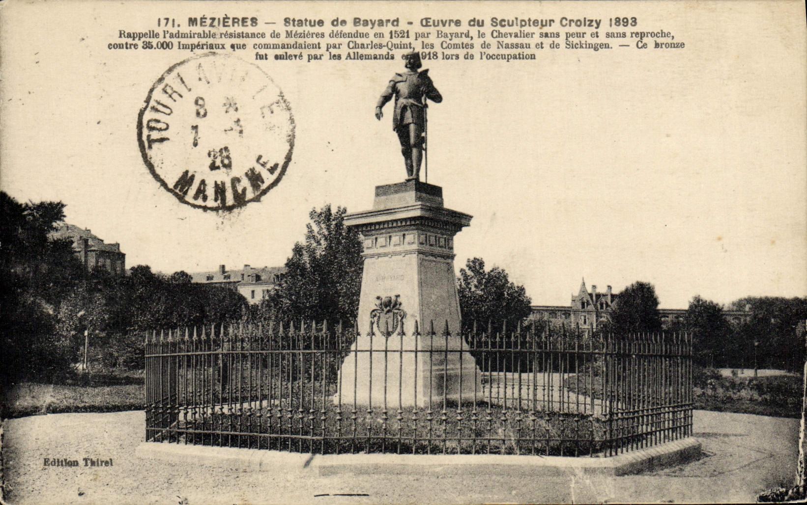CPA Mezieres Statue De Bayard 