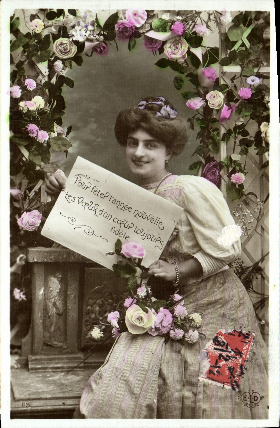 VINTAGE POSTCARD For Festival the Year Woman