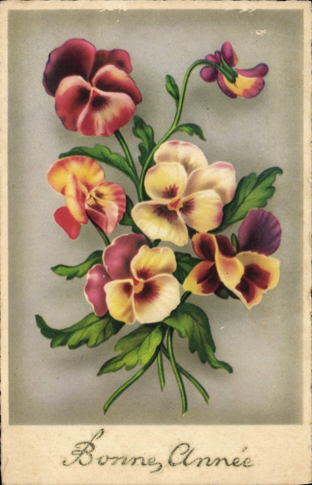 CPA Bonne Annee Fleurs