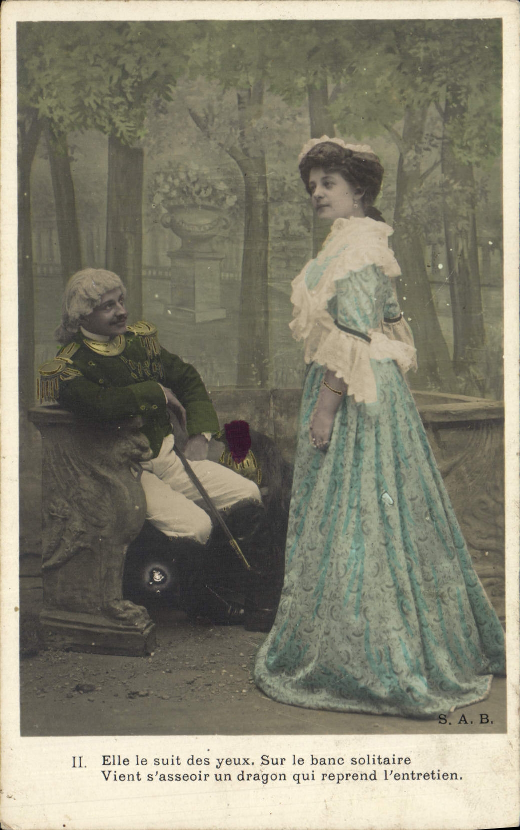 VINTAGE POSTCARD Military Fantasy Woman Militaria