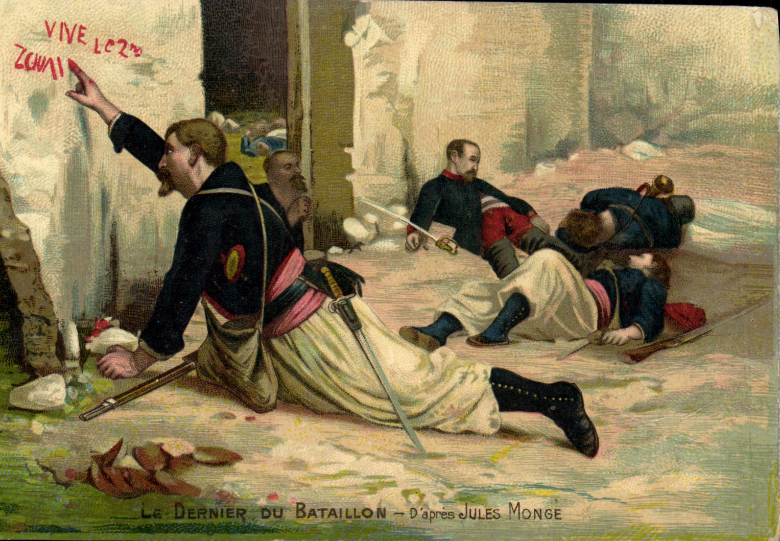 CPA Le Dernier Du Bataillon D'Apres Jules Monge Zouave Militaria 