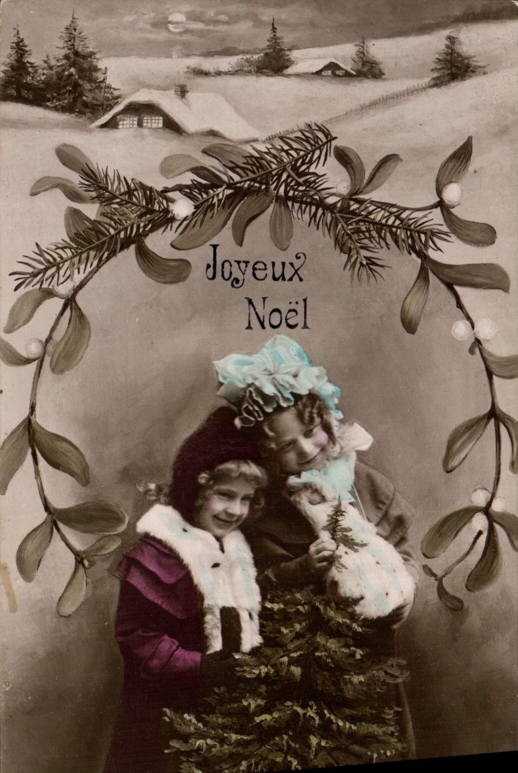 VINTAGE POSTCARD Fantasy Children Merry Christmas