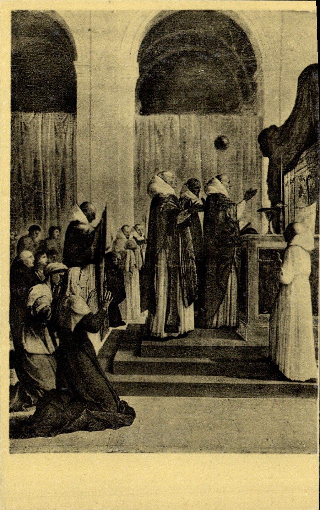 VINTAGE POSTCARD Lesueur Paris Museum Of Louvre the mass of Saint Martin de Tours