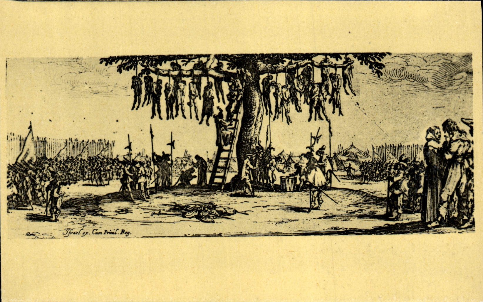 VINTAGE POSTCARD Stone-block Miseries of war Hanging