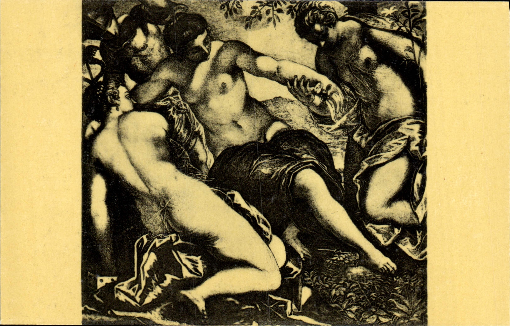 VINTAGE POSTCARD Tintoret Venice Ducal Palate Room Of Anticollege union of the Three Graces and Mercury