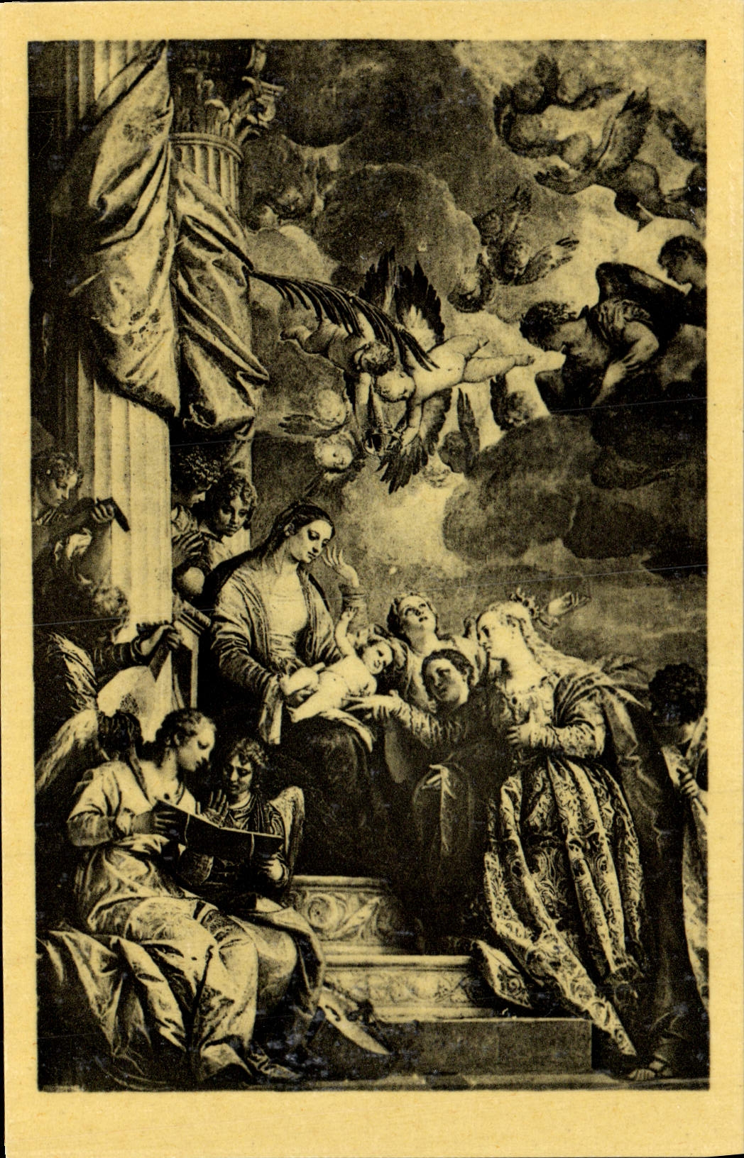 VINTAGE POSTCARD Veronese Venice Church Santa Gaterina the mystical marriage of Sainte Catherine