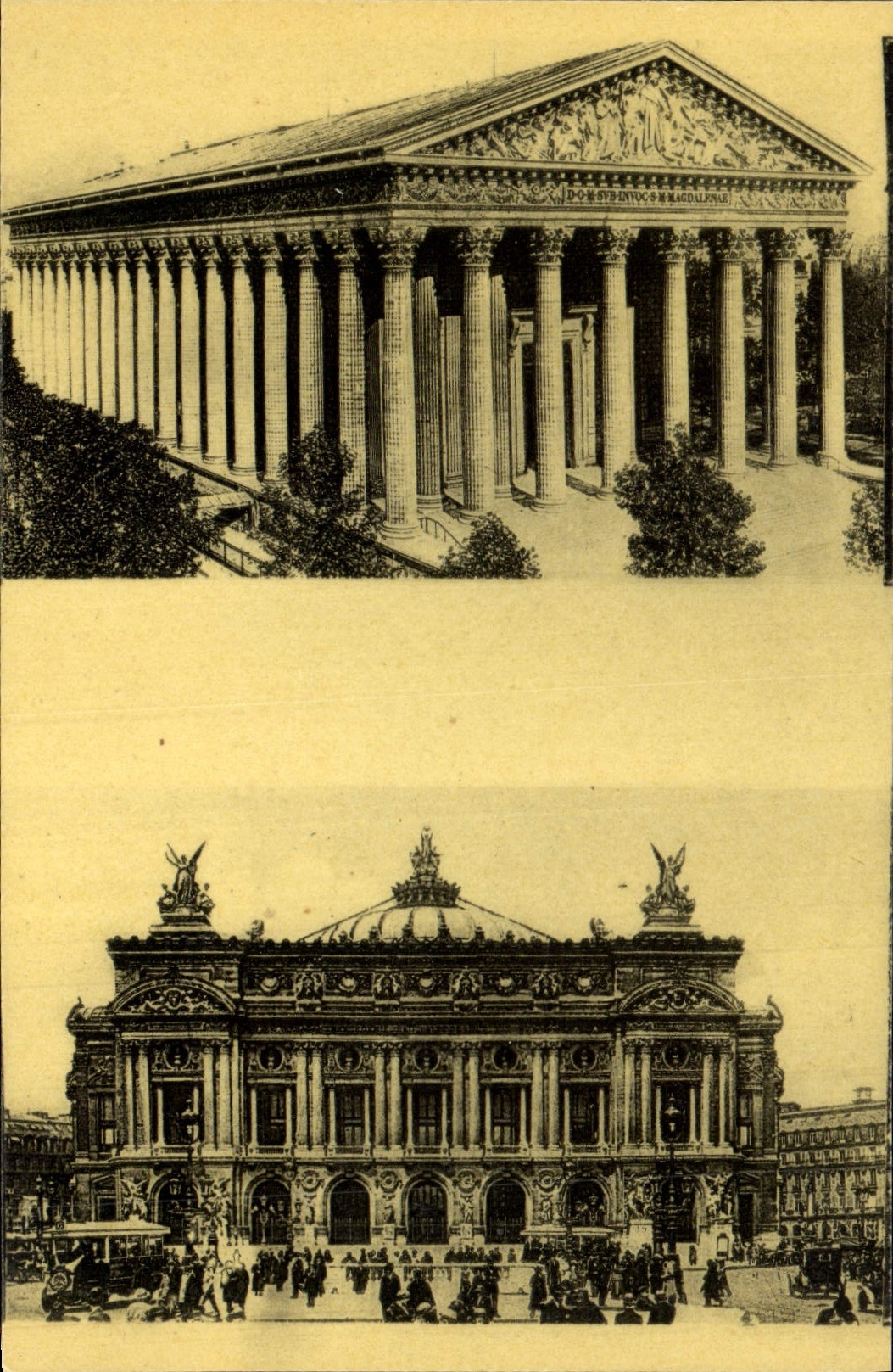 VINTAGE POSTCARD Vegnon Church Of the Madeleine Garnier the Paris Opera