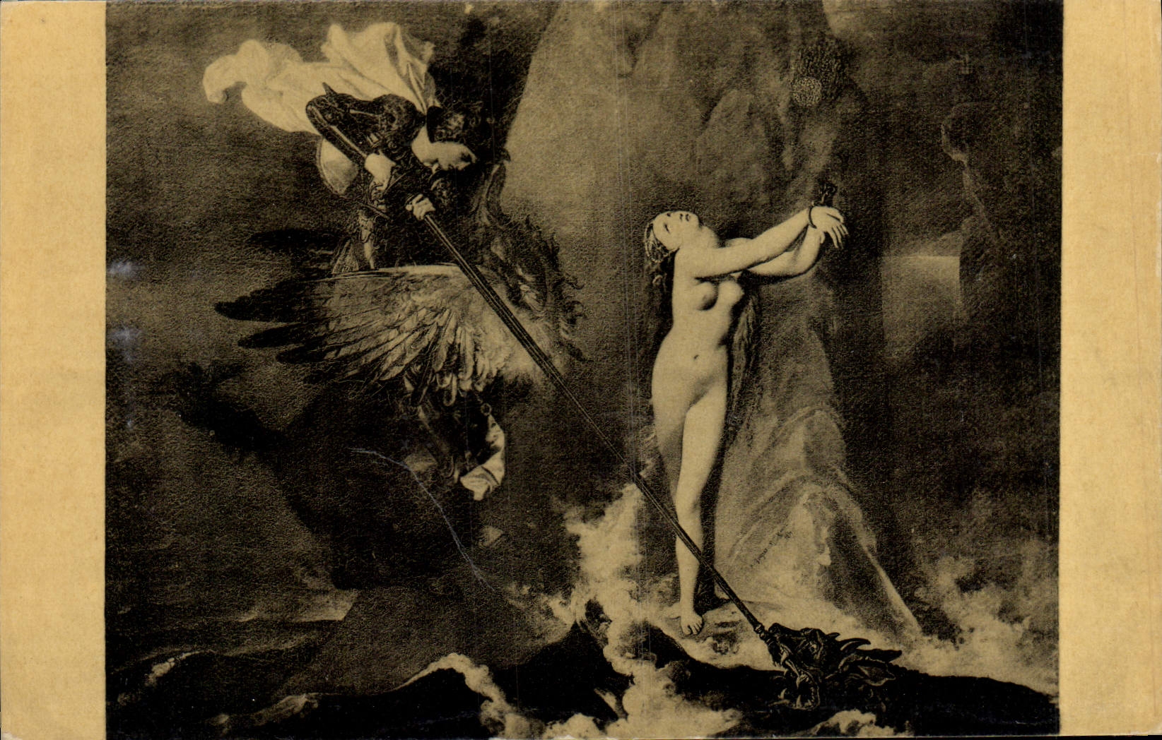 VINTAGE POSTCARD Ingres Roger Deliorant Angelica Paris Museum Of Louvre Dragon