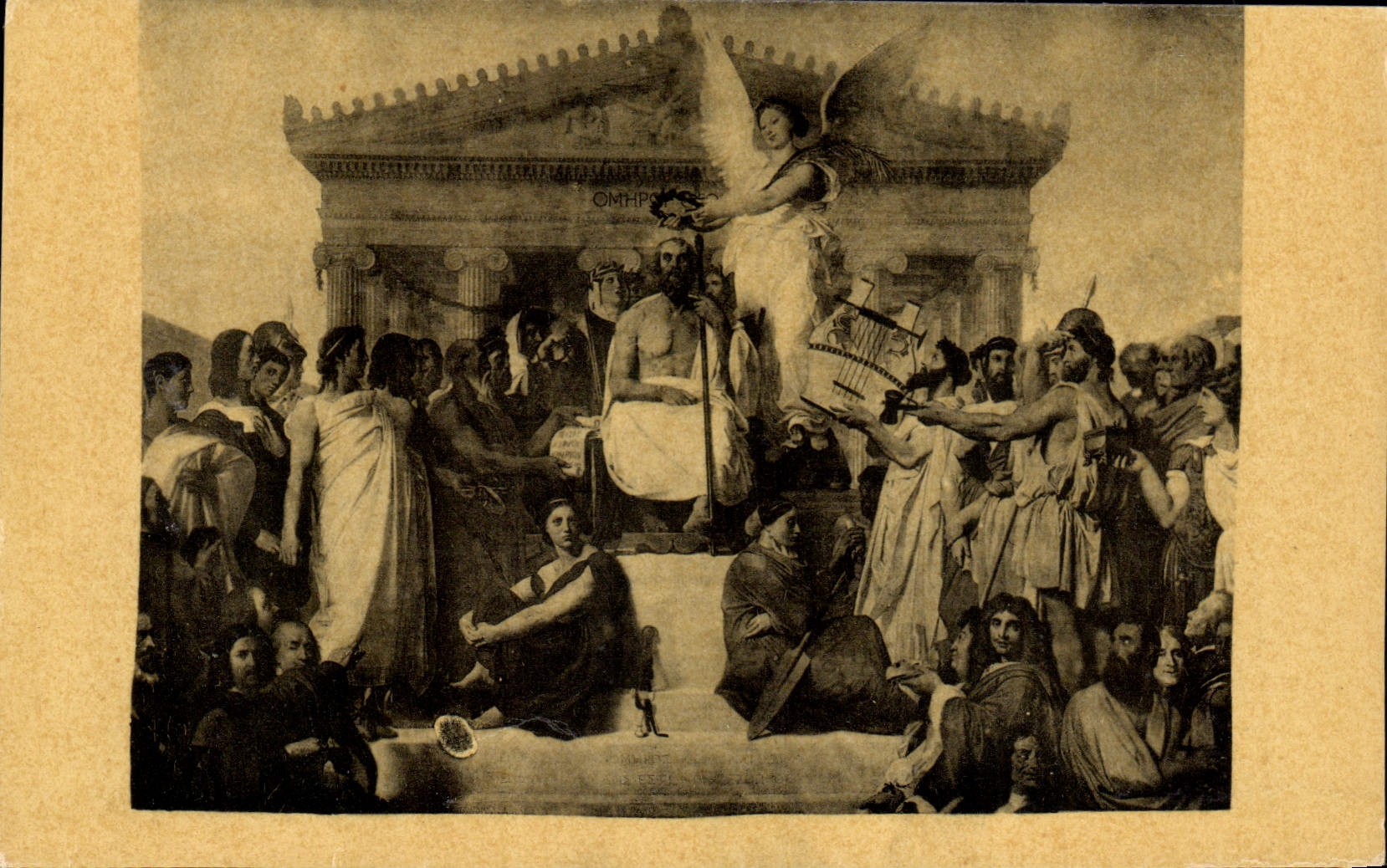 VINTAGE POSTCARD Ingres the Apotheosis D' Homere Paris Museum Of Louvre