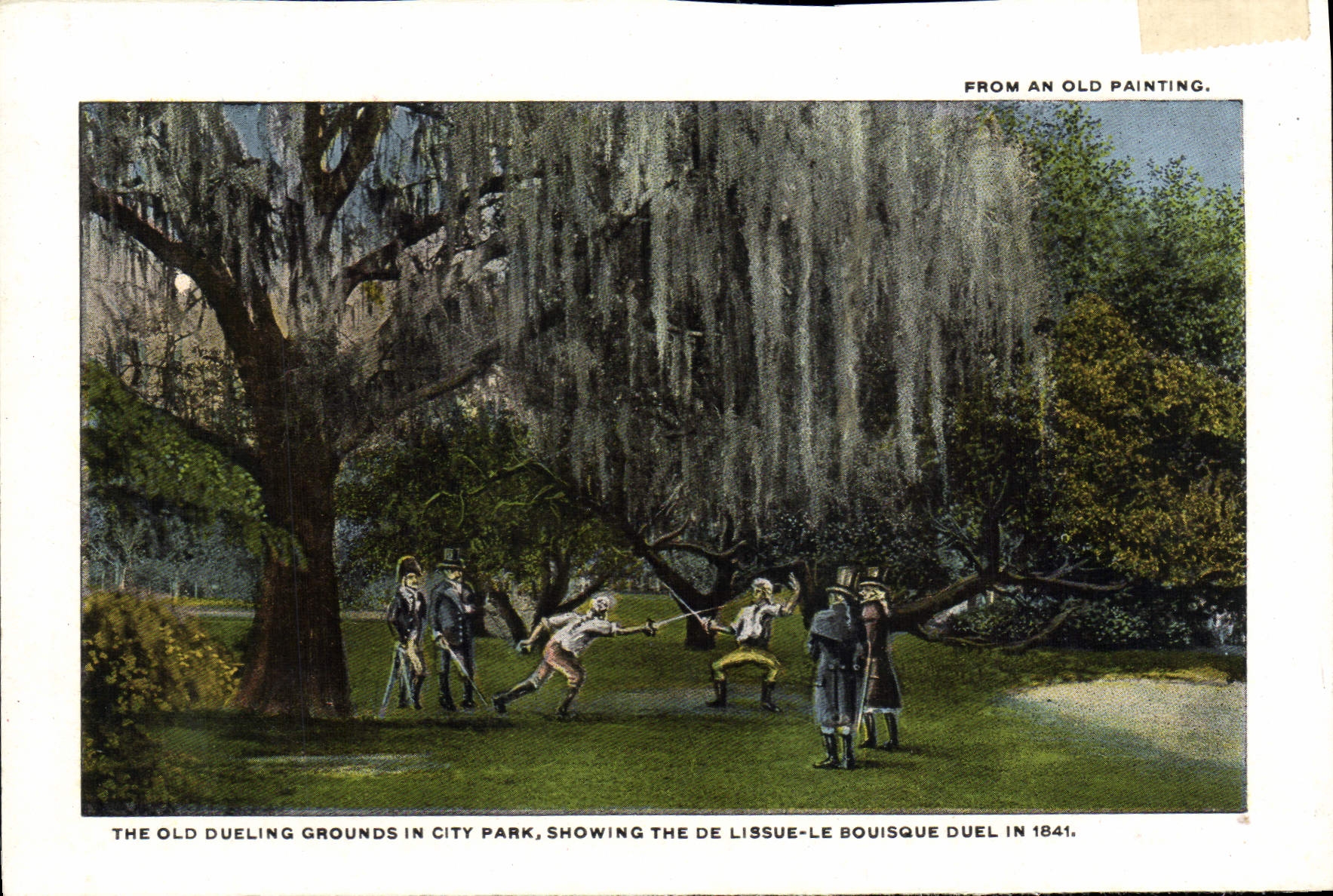 CPA From An Old Painting The old Dueling Grounds in City Park Showing The De Lissue Bouisque Duel French Market Escrime