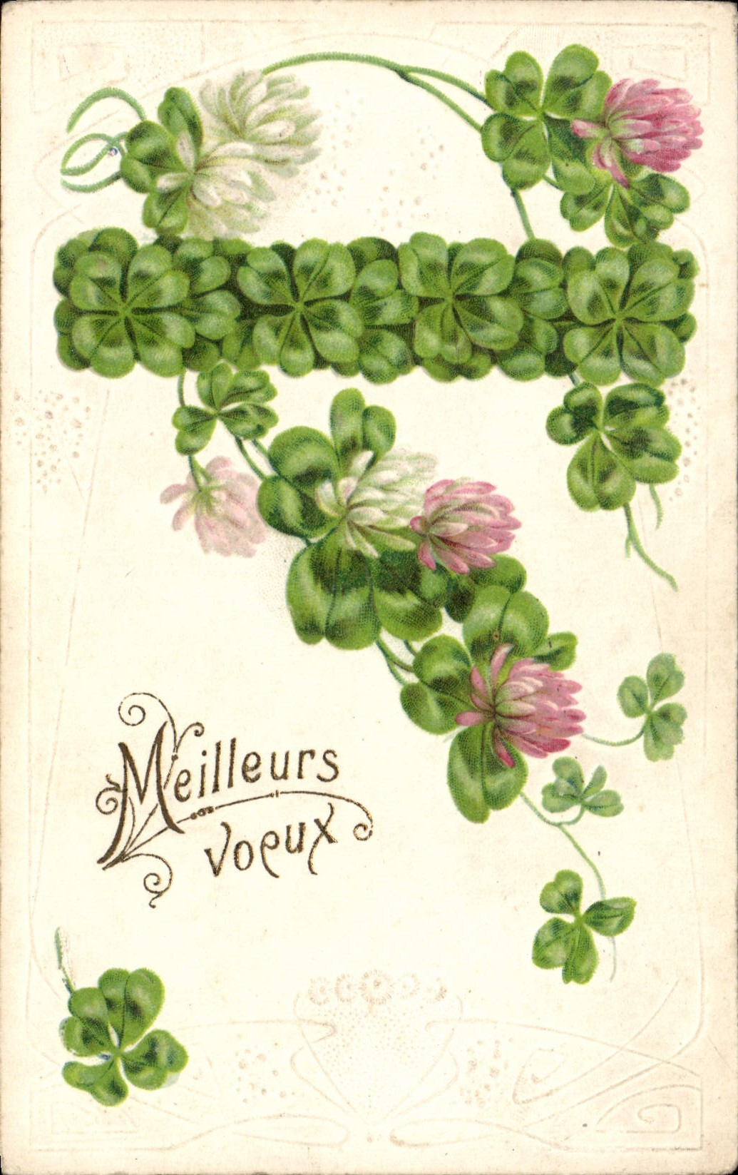 CPA Fantaisie Fleurs Trefles